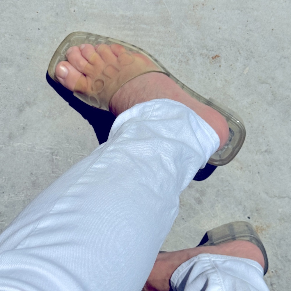 Authentic GUCCI Clear Jelly Clunky Heels Slides 7 GUC